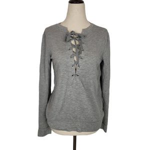 White House Black Market Grey Soft Long Sleeve Top